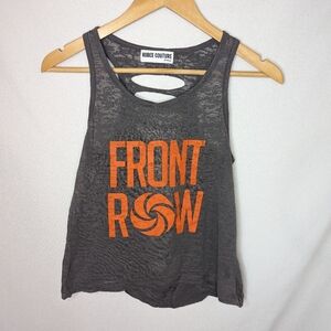 Rubee Couture Grey Orange Semi Sheer Tank Cut Out Back Size Small